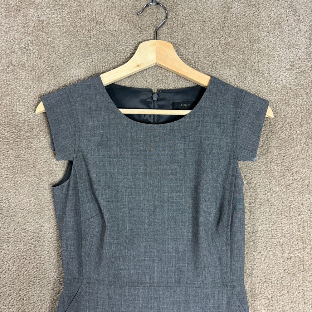 J. Crew Resume Sheath Dress Size 0P Gray Heather Cap Sleeve Stretch Wool Blend - Picture 4 of 13
